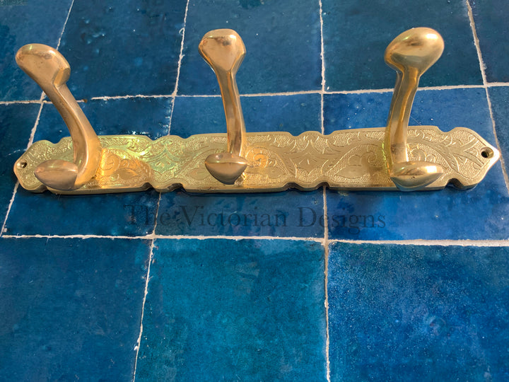 Unlacquered solid brass bathroom coat hook - Triazadesigns