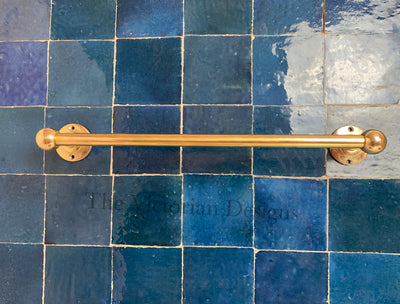 Unlacquered solid Brass Towel Rail - bathroom brass towel holder - Triazadesigns