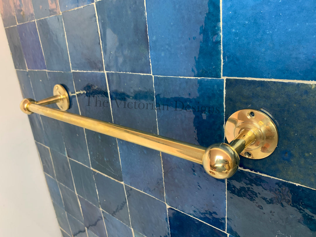 Unlacquered solid Brass Towel Rail - bathroom brass towel holder - Triazadesigns