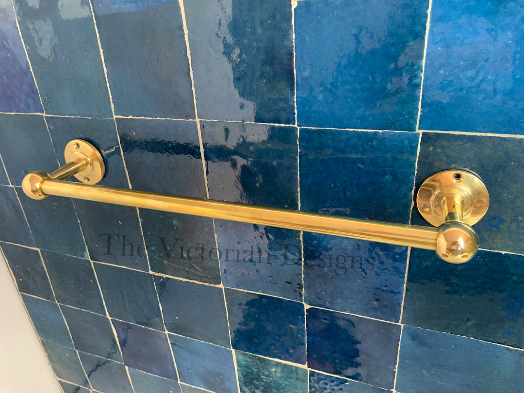 Unlacquered solid Brass Towel Rail - bathroom brass towel holder - Triazadesigns