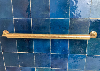 Unlacquered solid Brass Towel Rail , Handmade Towel Bar , brass towel holder , brass towel , bathroom brass towel holder - Triazadesigns
