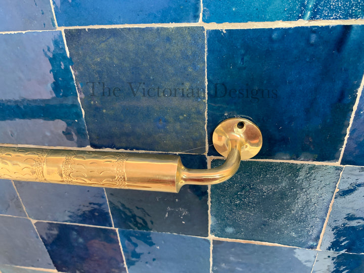 Unlacquered solid Brass Towel Rail , Handmade Towel Bar , brass towel holder , brass towel , bathroom brass towel holder - Triazadesigns