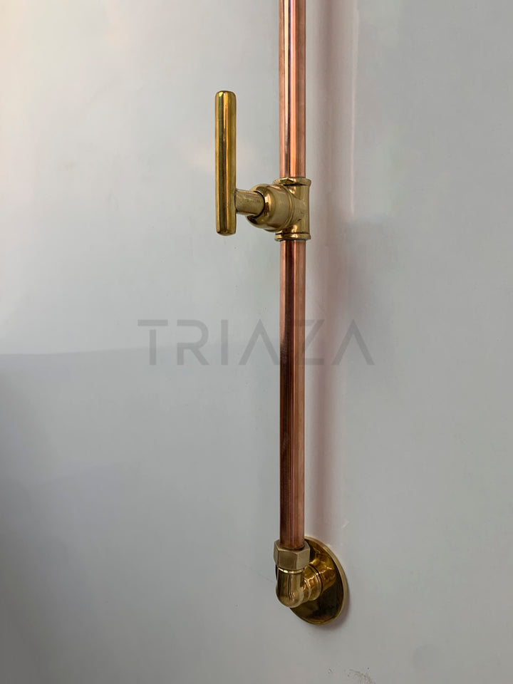 Unlacquered solid copper shower - outdoor copper shower - only cold or hot water - Triazadesigns