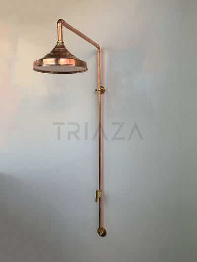 Unlacquered solid copper shower - outdoor copper shower - only cold or hot water - Triazadesigns