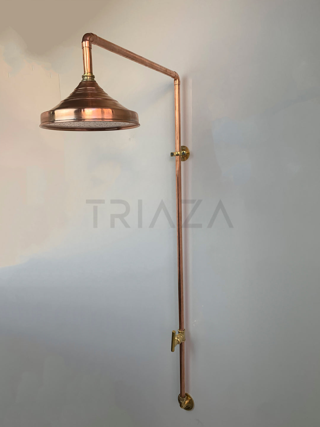 Unlacquered solid copper shower - outdoor copper shower - only cold or hot water - Triazadesigns