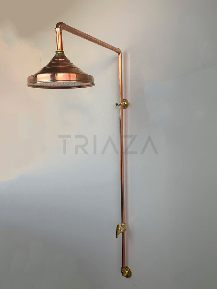 Unlacquered solid copper shower - outdoor copper shower - only cold or hot water - Triazadesigns