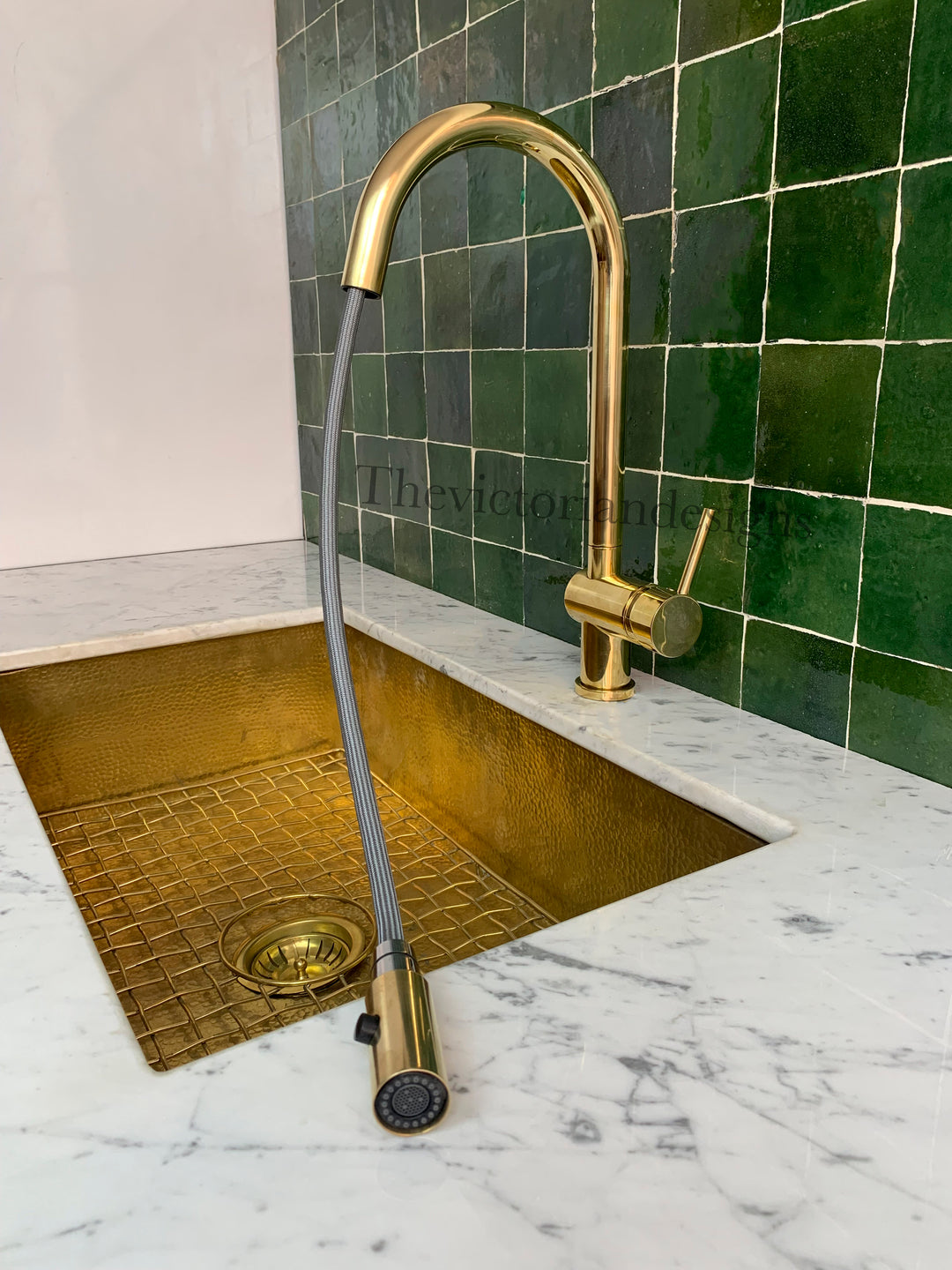 Unlacquered Brass Single Handle Pull-Down Kitchen Faucet - Triazadesigns