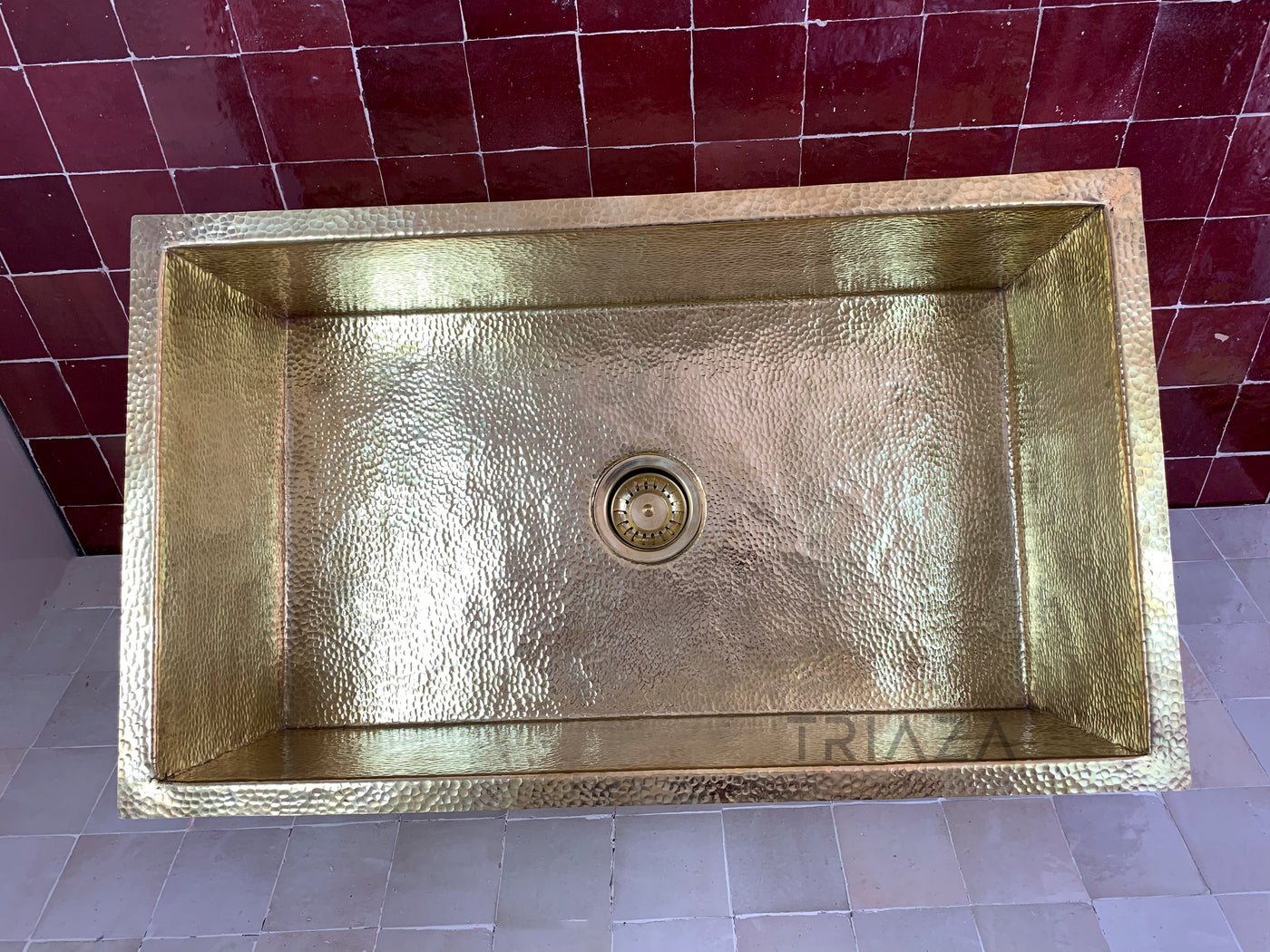 Handcrafted Unlacquered Brass Kitchen Sink - Undermount Brass Sink - Hammered Bar Sink - Triazadesigns