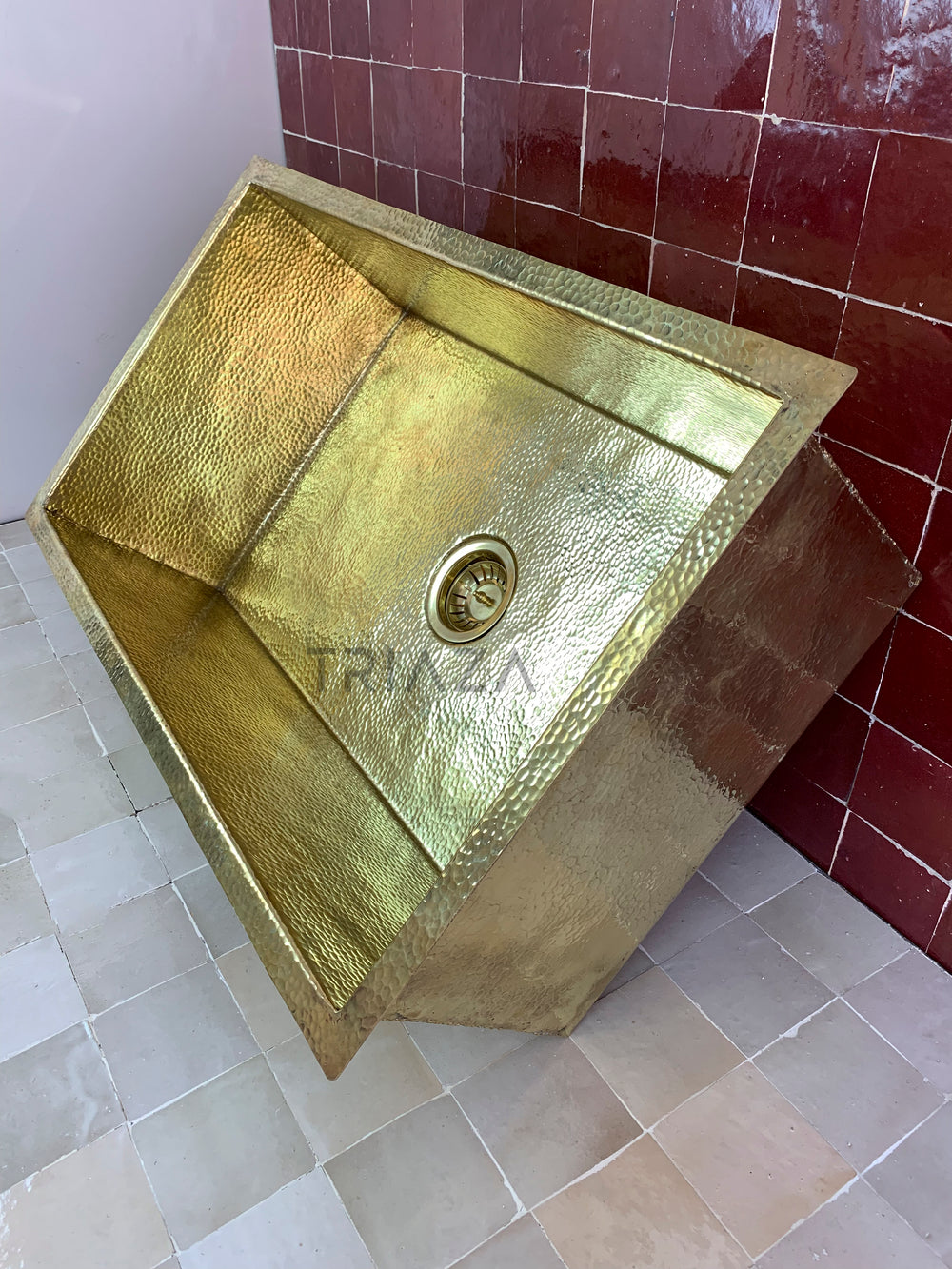 Handcrafted Unlacquered Brass Kitchen Sink - Undermount Brass Sink - Hammered Bar Sink - Triazadesigns