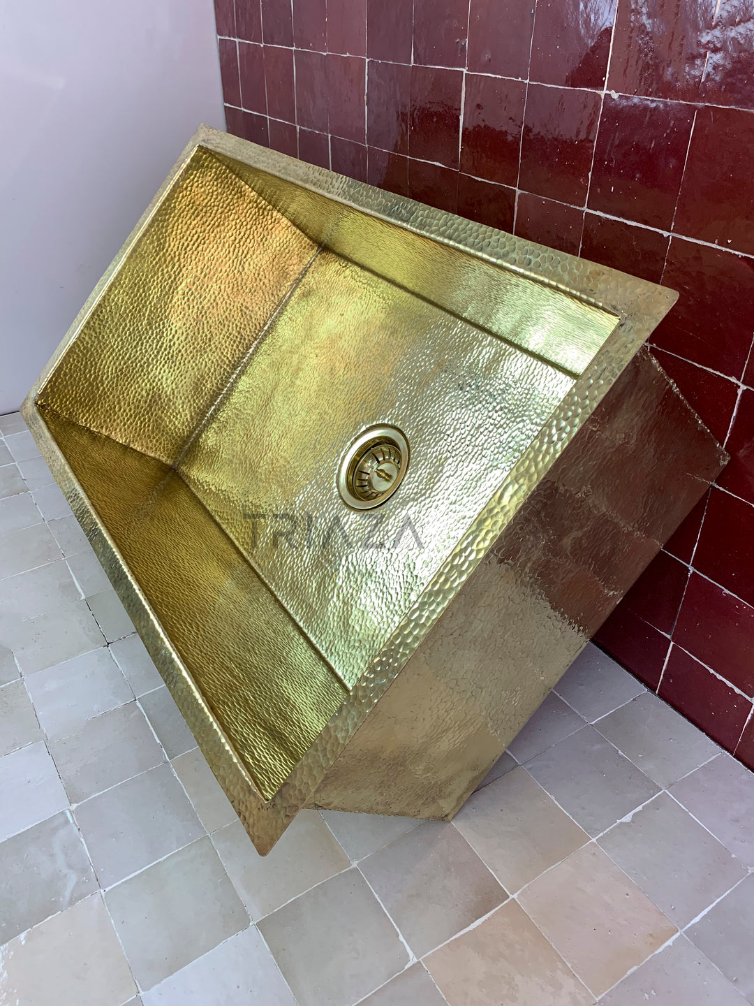 Handcrafted Unlacquered Brass Kitchen Sink - Undermount Brass Sink - Hammered Bar Sink - Triazadesigns