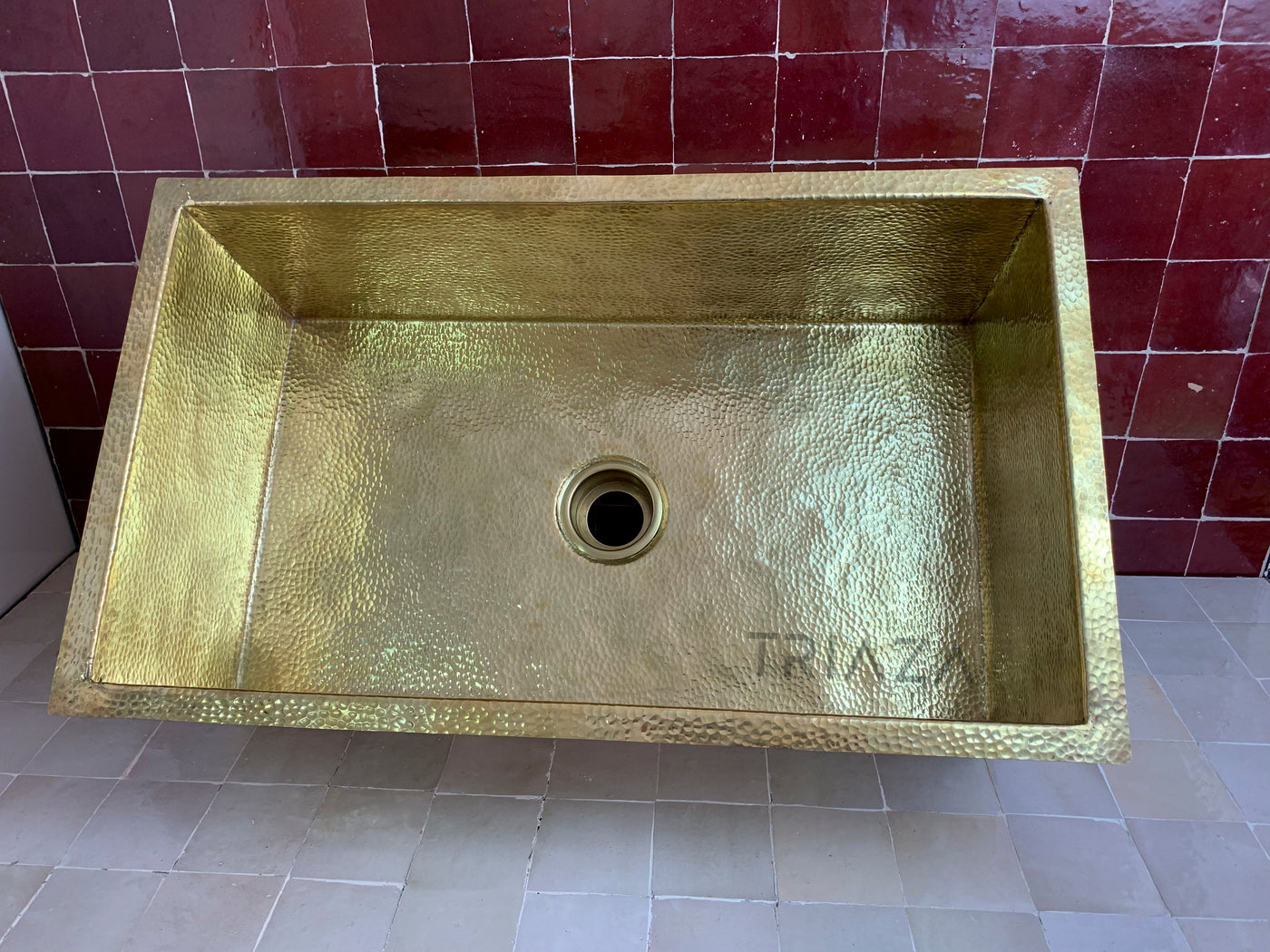 Handcrafted Unlacquered Brass Kitchen Sink - Undermount Brass Sink - Hammered Bar Sink - Triazadesigns