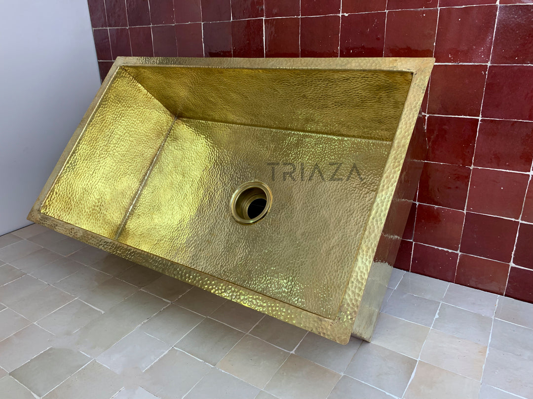 Handcrafted Unlacquered Brass Kitchen Sink - Undermount Brass Sink - Hammered Bar Sink - Triazadesigns