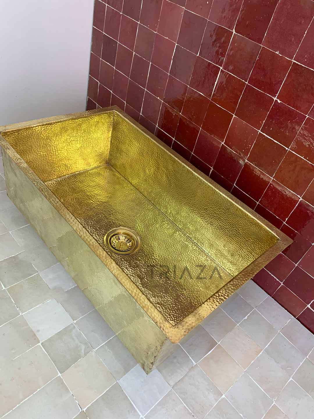 Handcrafted Unlacquered Brass Kitchen Sink - Undermount Brass Sink - Hammered Bar Sink - Triazadesigns