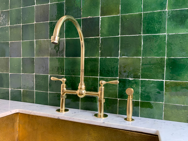 Unlacquered brass bridge faucet with ball center - Triazadesigns
