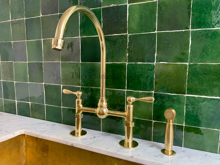 Unlacquered brass bridge faucet with ball center - Triazadesigns