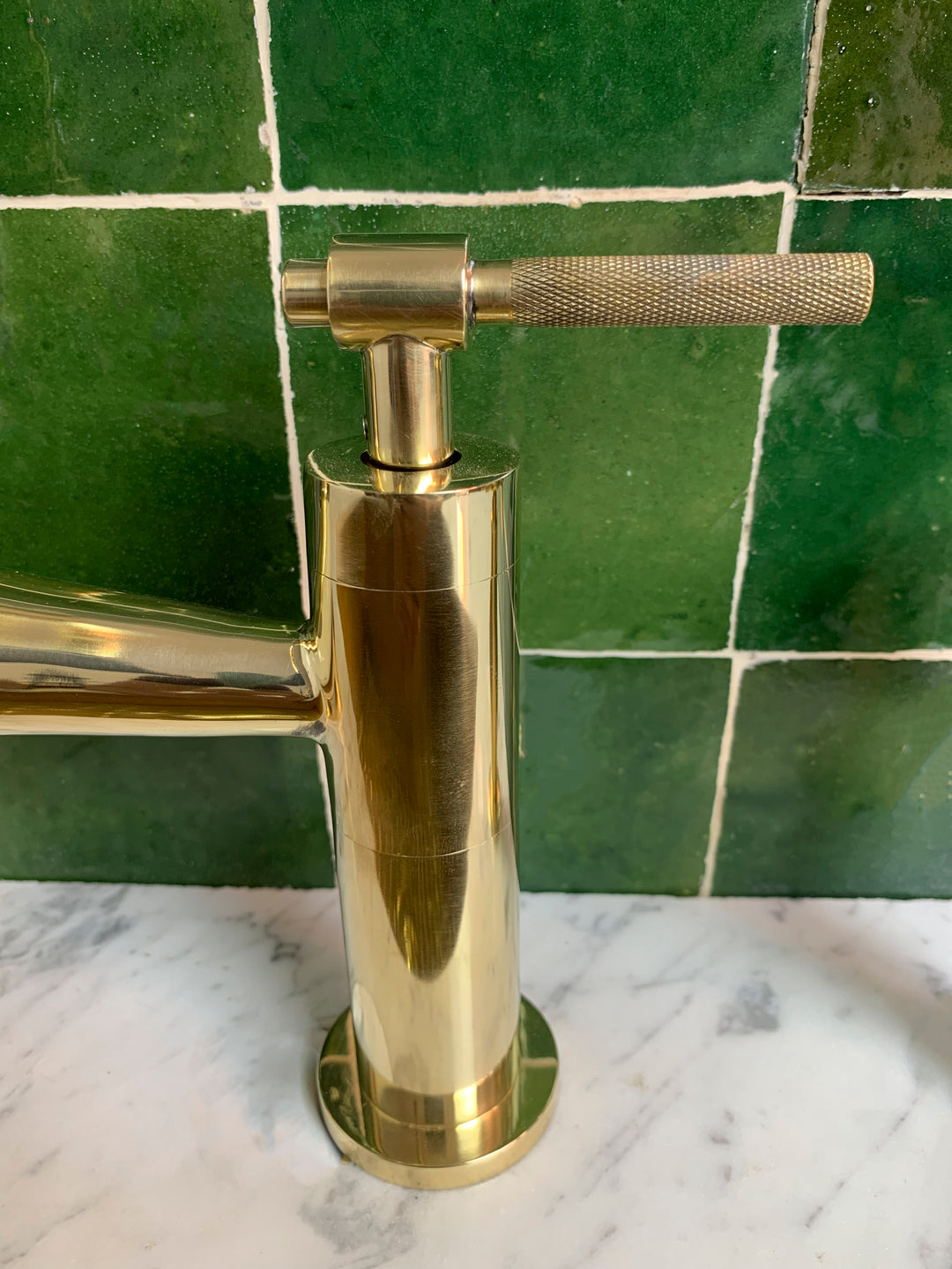 Unlacquered Brass Kitchen Bridge Faucet With Sprayer - Triazadesigns