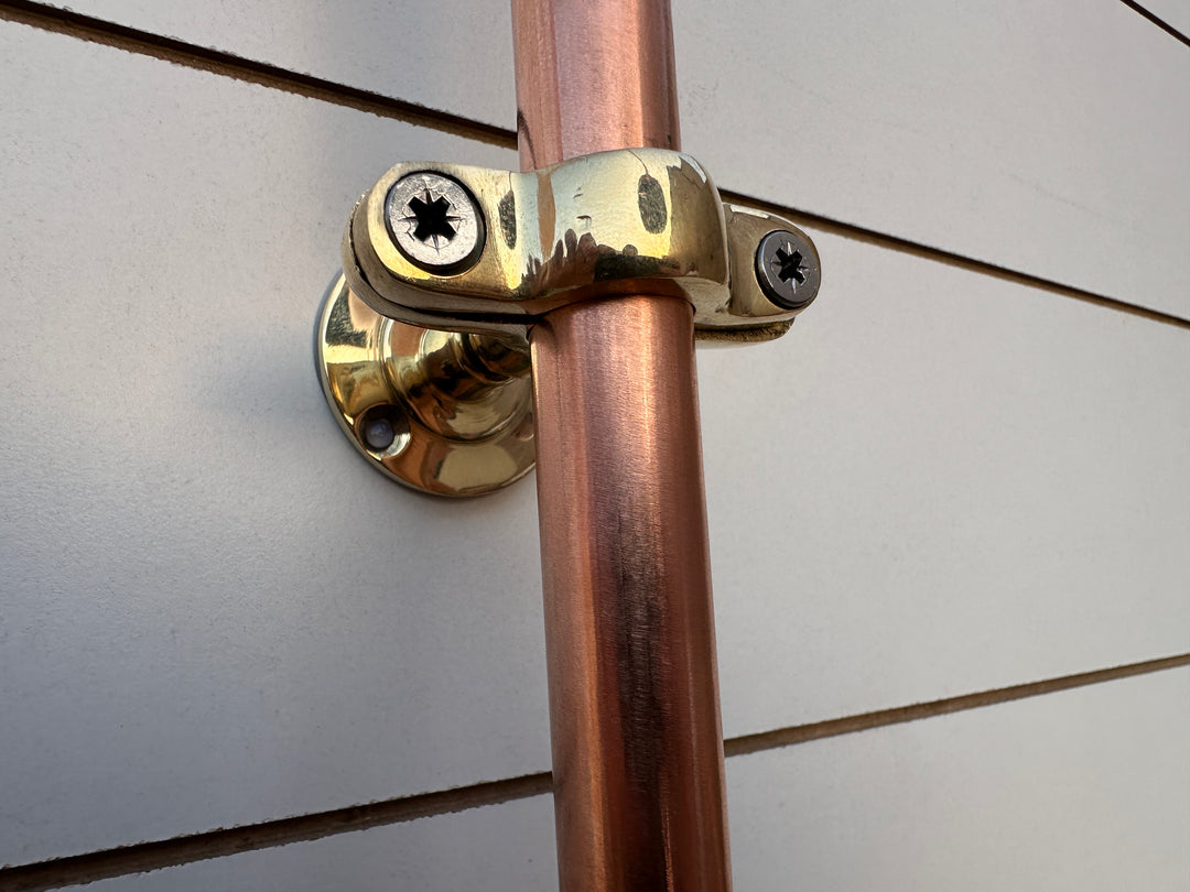 Floor Mounted Solid Copper Outdoor Shower with 8" Rainfall Head &amp; Solid copper Handheld combo