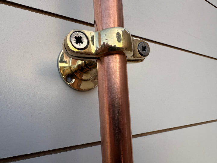 Floor Mounted Solid Copper Outdoor Shower with 8" Rainfall Head &amp; Solid copper Handheld combo