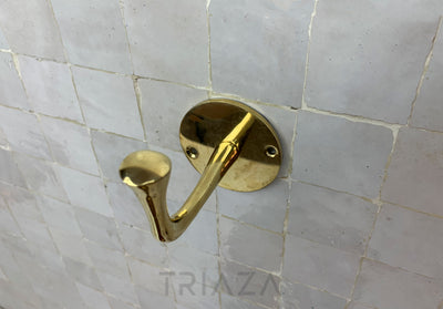 Handcrafted Unlacquered brass hooks for wall - Triazadesigns