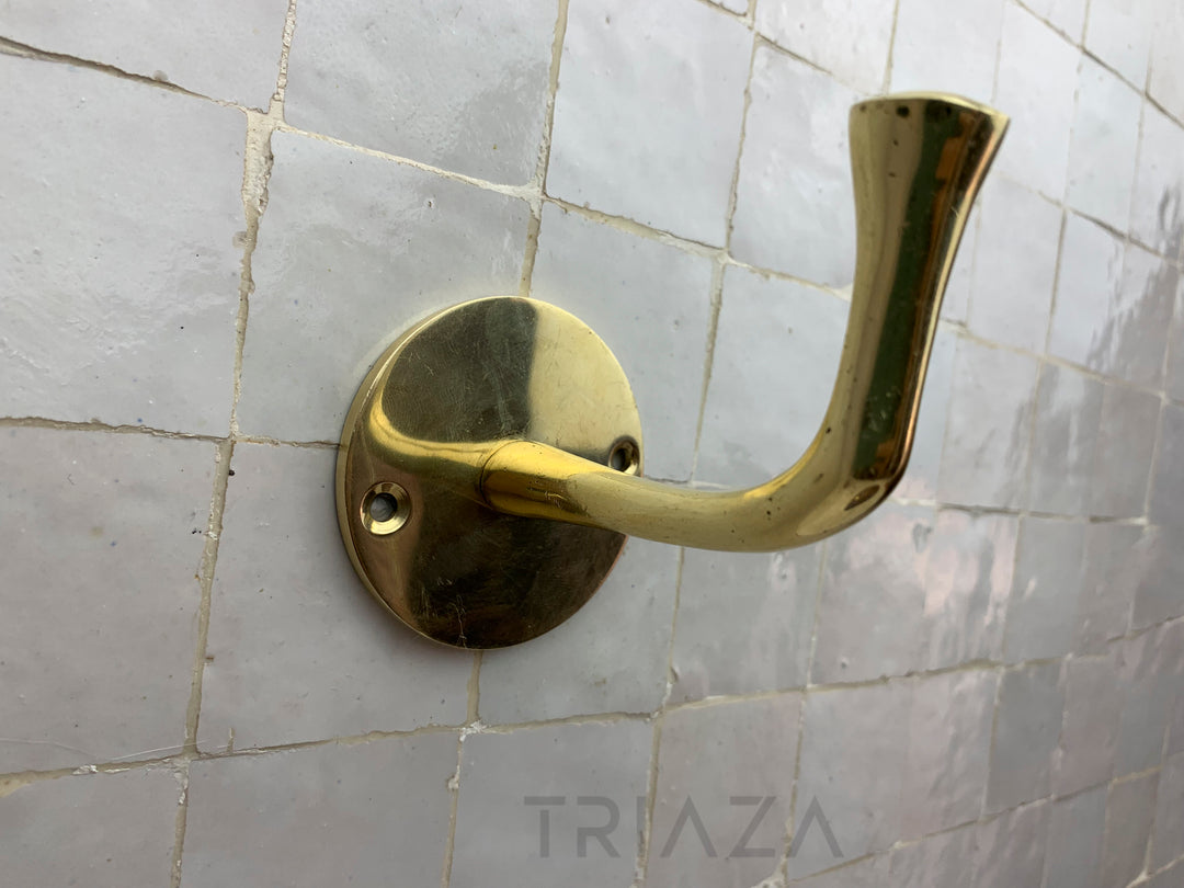 Handcrafted Unlacquered brass hooks for wall - Triazadesigns