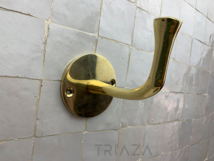 Handcrafted Unlacquered brass hooks for wall - Triazadesigns