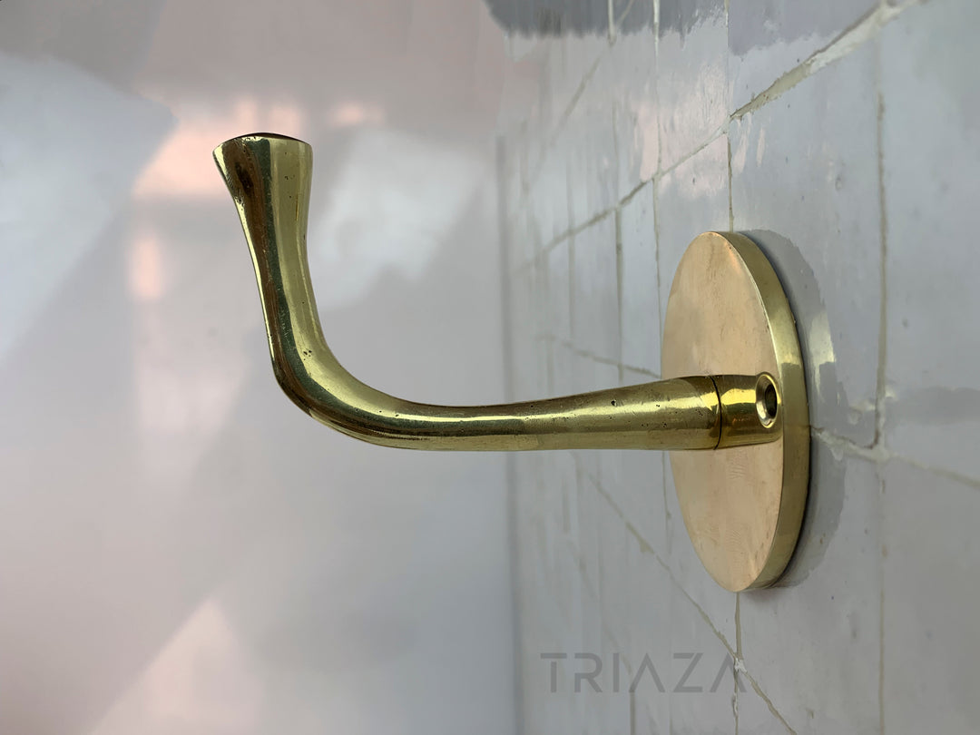 Handcrafted Unlacquered brass hooks for wall - Triazadesigns