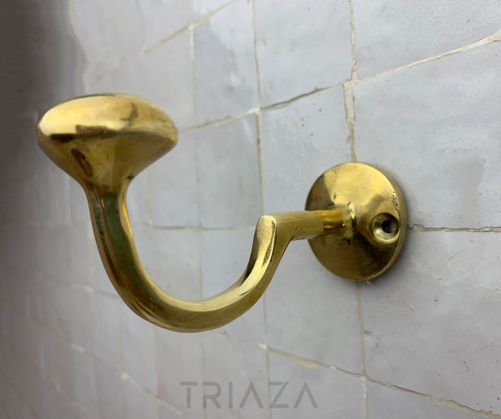 Handcrafted Unlacquered brass hooks for wall - Triazadesigns