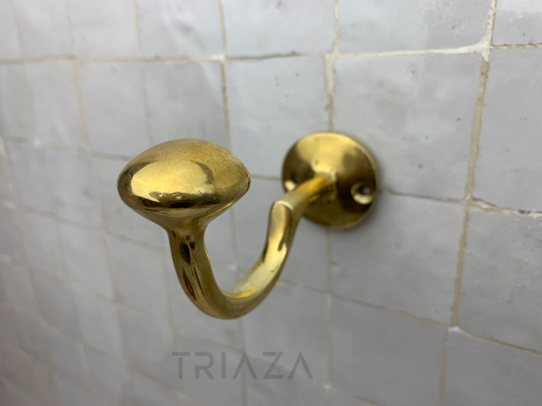 Handcrafted Unlacquered brass hooks for wall - Triazadesigns