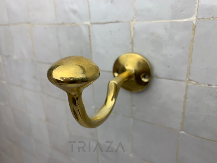 Handcrafted Unlacquered brass hooks for wall - Triazadesigns