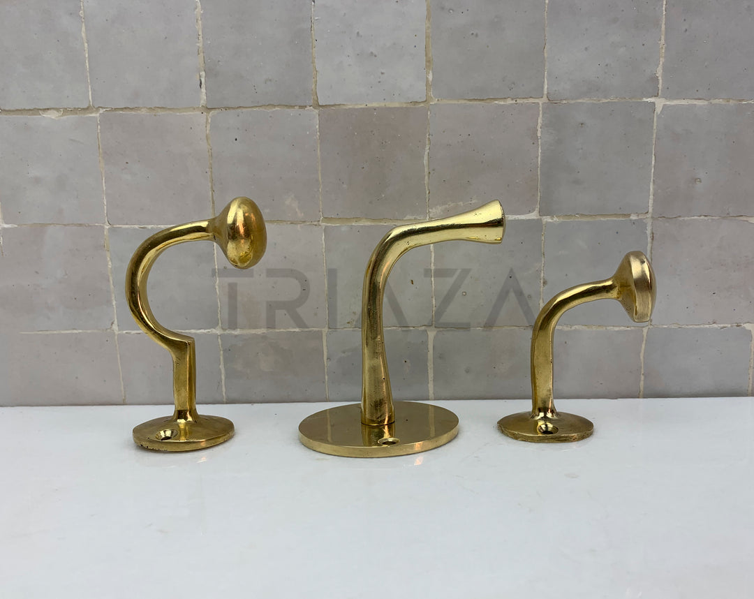 Handcrafted Unlacquered brass hooks for wall - Triazadesigns