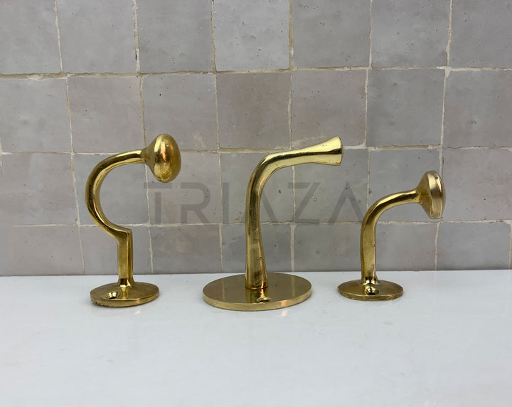 Handcrafted Unlacquered brass hooks for wall - Triazadesigns