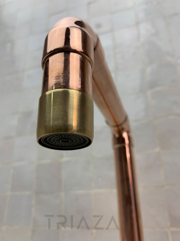 Unlacquered copper bathroom tap - deck mount 3 hole copper tap - Triazadesigns
