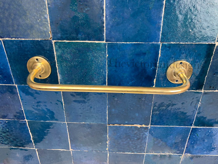 Unlacquered solid Brass Towel Rail - brass towel holder - Triazadesigns