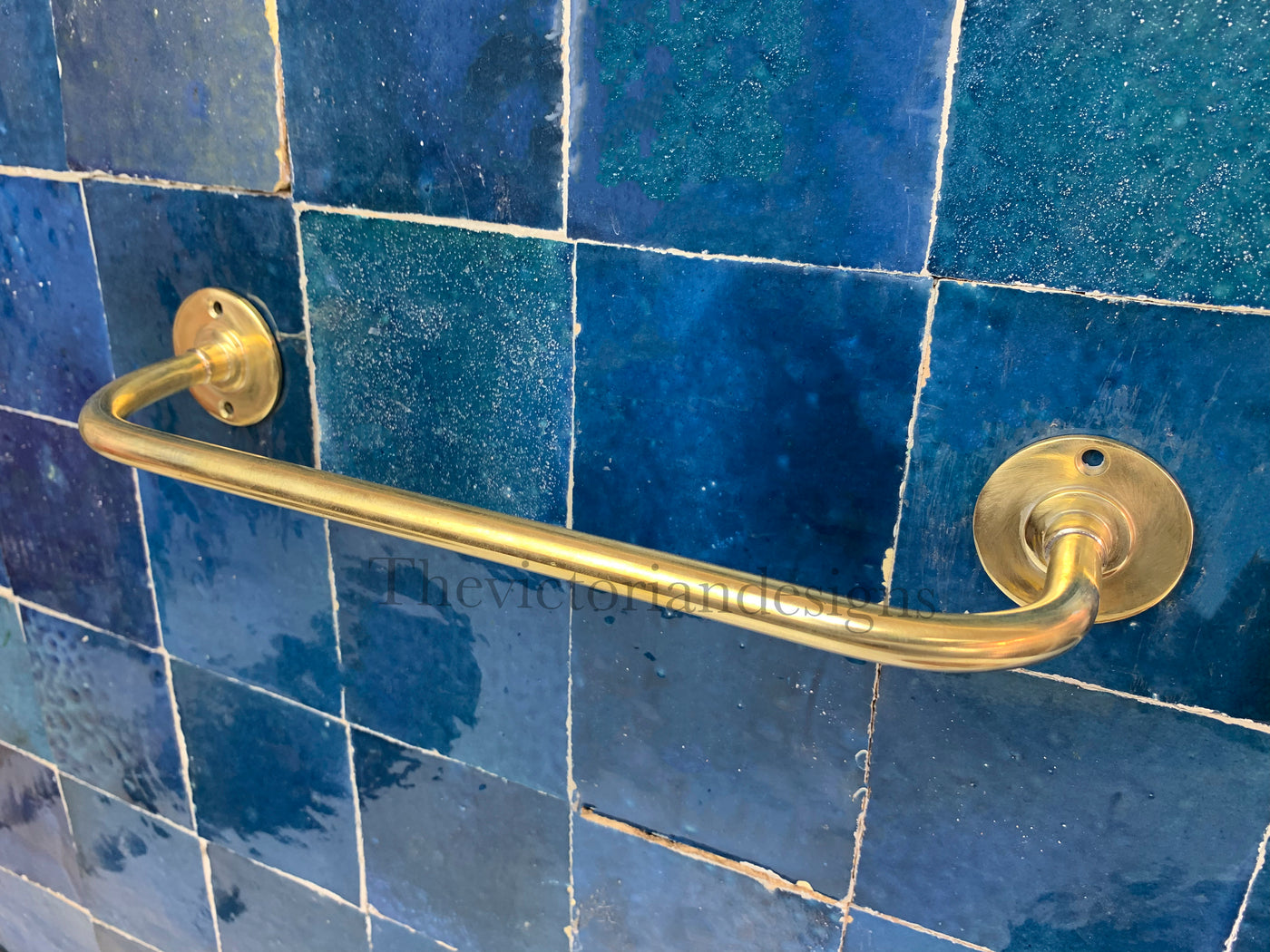 Unlacquered solid Brass Towel Rail - brass towel holder - Triazadesigns