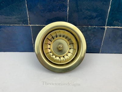 Unlacquered Brass Kitchen Sink Strainer - Drain Cover & Basket Strainer - Triazadesigns