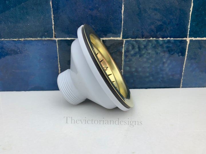 Unlacquered Brass Kitchen Sink Strainer - Drain Cover &amp; Basket Strainer - Triazadesigns
