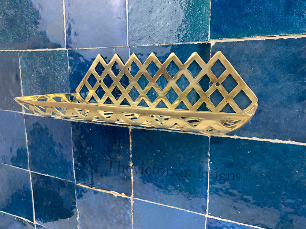 Unlacquered Brass Wall Shelf For Shower - brass Bathroom shelf - Triazadesigns