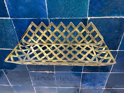 Unlacquered Brass Wall Shelf For Shower - brass Bathroom shelf - Triazadesigns