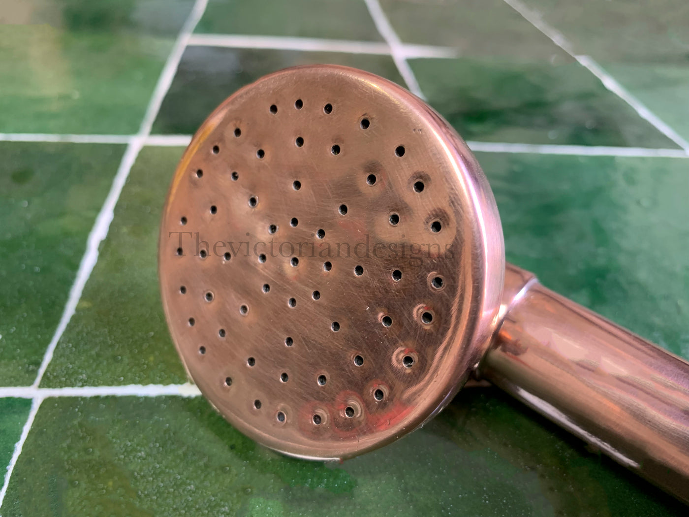 Copper Hand Shower, Unlacquered Handheld outdoor copper shower head with Hose and Holder. - Triazadesigns