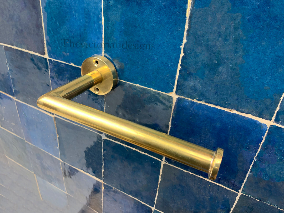 Unlacquered Brass Toilet Paper Holder, Wall-Mounted brass Roll Holder - Triazadesigns