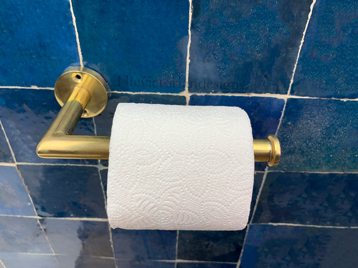 Unlacquered Brass Toilet Paper Holder, Wall-Mounted brass Roll Holder - Triazadesigns