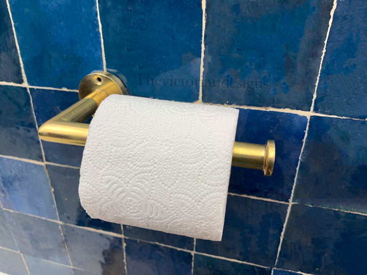 Unlacquered Brass Toilet Paper Holder, Wall-Mounted brass Roll Holder - Triazadesigns