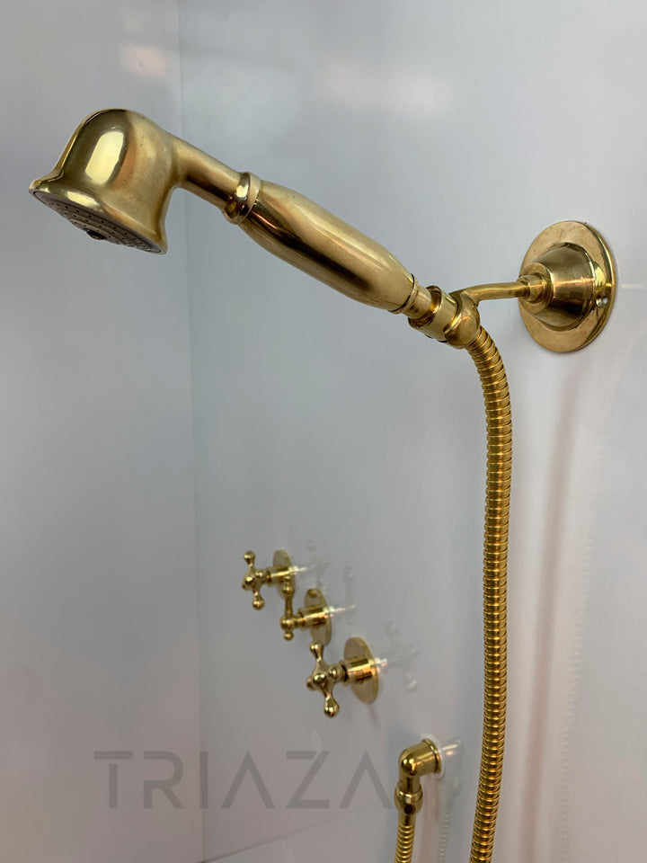 UNLACQUERED BRASS LUXURY SHOWER HEADS - Triazadesigns