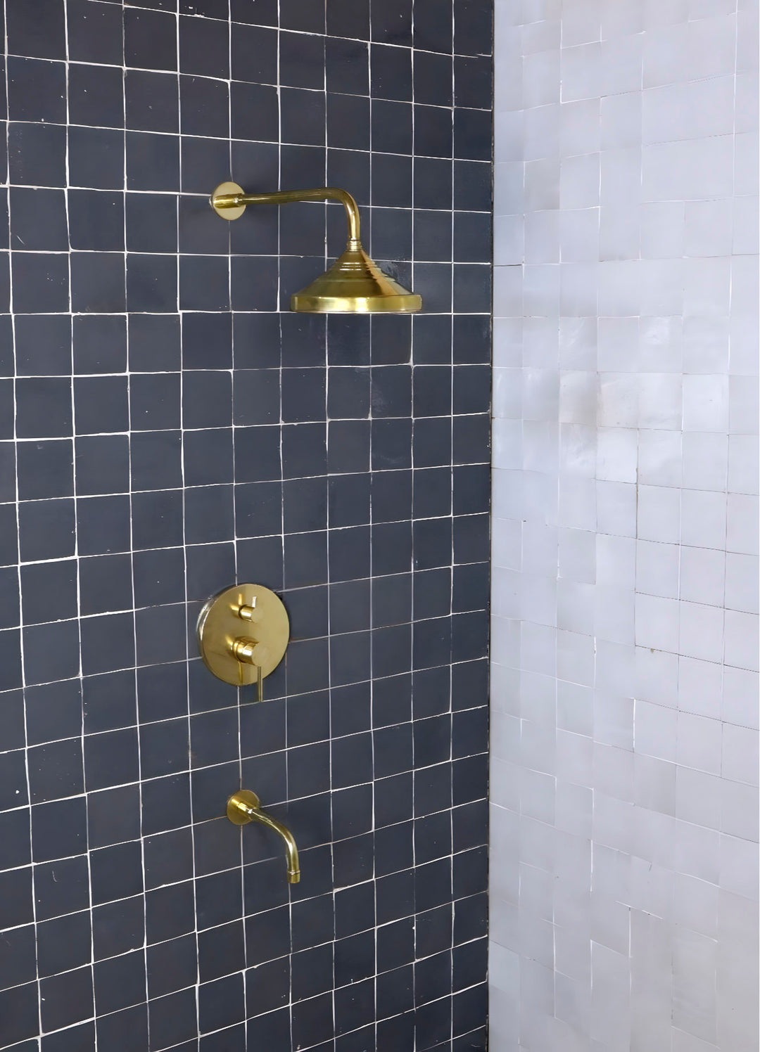 Unlacquered brass shower system set, Built in tub filler, Shower tub combo , brass bathtub - Triazadesigns