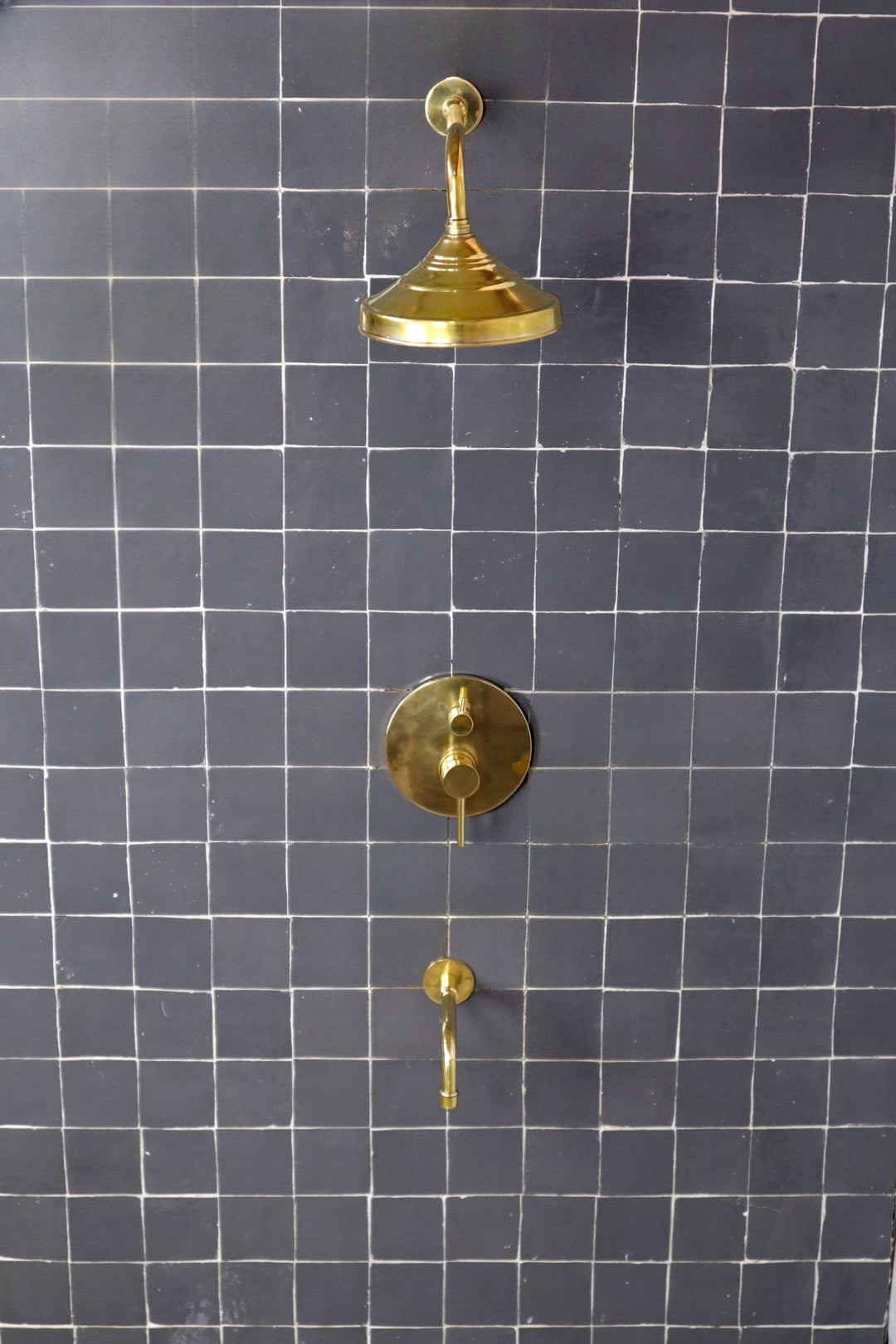 Unlacquered brass shower system set, Built in tub filler, Shower tub combo , brass bathtub - Triazadesigns