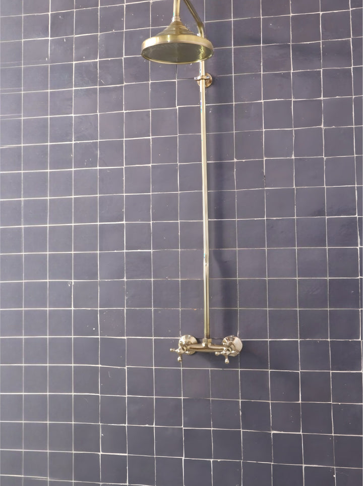 UNLACQUERED BRASS EXPOSED SHOWER HEAD - Triazadesigns