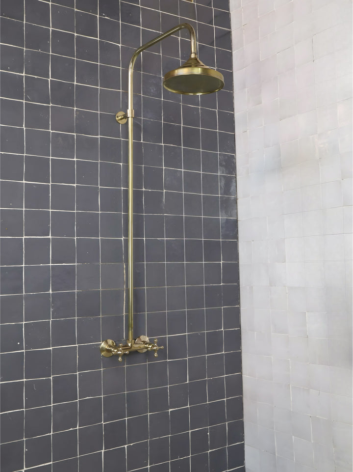 UNLACQUERED BRASS EXPOSED SHOWER HEAD - Triazadesigns
