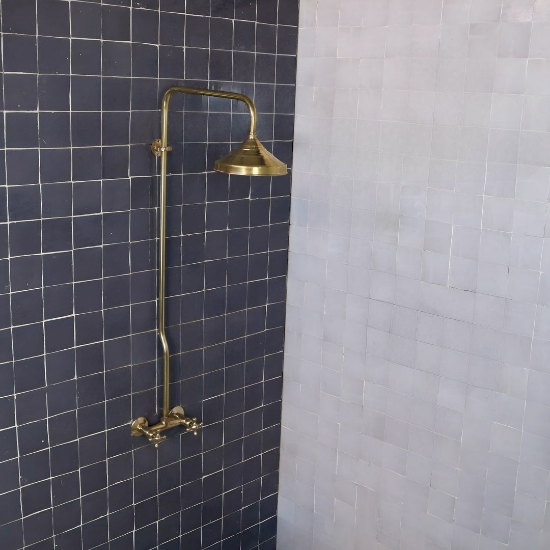 UNLACQUERED BRASS EXPOSED SHOWER HEAD - Triazadesigns