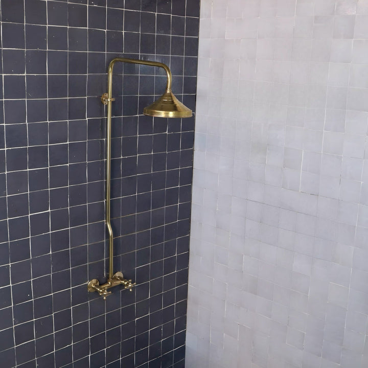 UNLACQUERED BRASS EXPOSED SHOWER HEAD - Triazadesigns