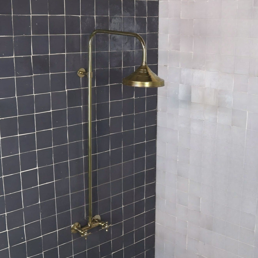 UNLACQUERED BRASS EXPOSED SHOWER HEAD - Triazadesigns